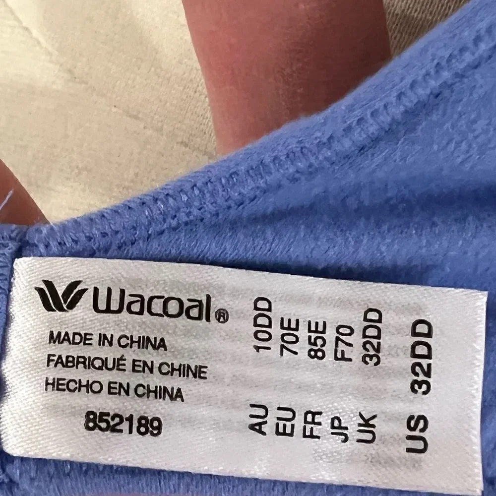 Wacoal How Perfect Soft Cup Wireless Blue Bra 852189 Size  32DD